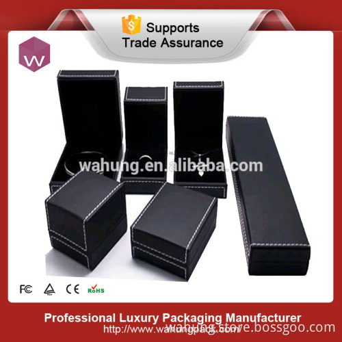 luxury black leather jewelry ring box